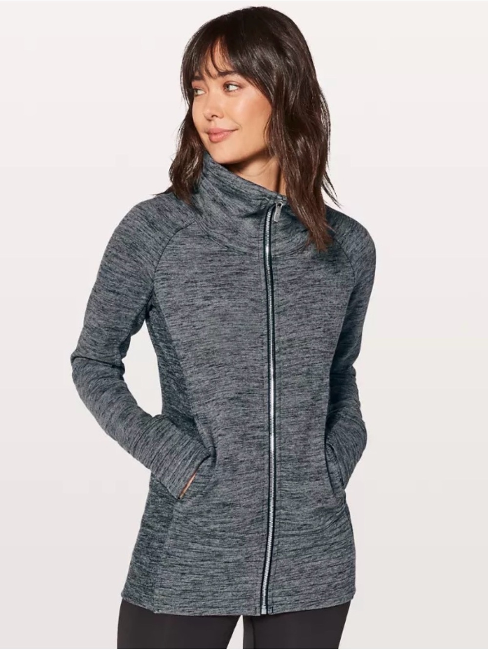 Lululemon Radiant Jacket II Full Zip Funnel Neck Heathered Dark Grey NEW defects